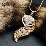 Qlady狐狸毛衣链长款百搭简约配饰奢华贵族女士毛衣挂件项链时尚饰品吊坠衣服装饰挂饰生日礼物 玫瑰金色