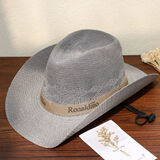 慕衣宾士草帽男夏天遮阳帽子户外凉帽男士防晒太阳帽舒适钓鱼帽透气渔夫帽 浅灰色(B西部牛仔) (均码)