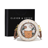 CLEVER & KETCHCK女包包新款2023复古单肩包斜挎包高级感小圆包生日礼物送女友 米白色