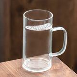 瓷牌茗茶具（cipaiming teaset）瓷牌茗 玻璃茶杯家用耐热透明玻璃杯子水杯带盖过滤办公室个人杯 《透明》月牙个人杯（无盖）