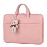 帝伊工坊 手提电脑包适用于华为matebook14苹果pro13笔记本女air13.3 macbook16 【缝线款-玫瑰粉】（配挂熊） 15-16英寸