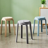 迈亚家具简易叠放高凳子塑料椅子北欧加厚塑料圆凳子家用客厅板凳网红胶凳 驼色 L.G.F加强版