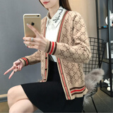 诗娅达针织衫女开衫长袖百搭秋冬装新款韩版女装毛衣女宽松小外 咖啡色 L 建议100-110斤