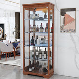松品（SONGPIN） 现代简约中式实木酒柜靠墙玻璃酒柜家用餐边柜展示柜钢化玻璃柜 实木双门长0.8米胡桃色
