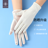 雪伦姿 防晒手套女冰丝防紫外线夏季遮阳薄款户外驾车网眼触屏露指手套 B经典款-纯净白