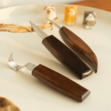 丸加木工雕刻刀DIY手作木雕胡桃木铬钒钢圆柄弯刀削木刀挖勺刀木刻刀 木刻刀三件套