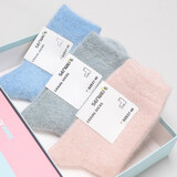 羊毛袜女中筒加厚保暖羊绒袜子女士冬天纯色兔羊毛中长袜冬袜兔羊毛足之佰禾 浅粉+绿色+天蓝 均码