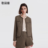 歌莉娅羊毛短外套水洗羊毛洋气高级感气质通勤小个子短款1B9L6E040 86Y咖啡色 L
