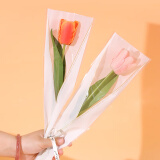 拜杰 鲜花包装纸 生日礼物包装纸DIY单支花束袋50只装+1卷丝带