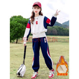 迪莎童话女童春秋装套装儿童运动套装大童女装新款6-15岁小中学生女孩衣服 C字加绒米色 140