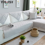 益丽丝（yilisi） 四季沙发垫套装布艺实木沙发坐垫子欧式双面全棉可水洗定制 编织花-灰色 90*180cm单片
