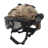 战术兵FAST儿童迷彩战术头盔吃鸡三级头户外骑行防撞小学生自行车安全帽 C套餐(盔+罩+X400+筒+夹+灯2)