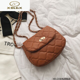 巴斯星人（BASIXINGREN）女包韩版新款时尚菱格链条包云朵包简约百搭ins单肩斜挎小包 棕色