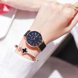 Spirra阿妈妮情人节礼物满天星手表女士2025年新款镶钻简约气质防水品牌 019玫壳星空面黑网带日历款