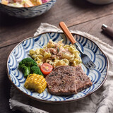 波佐見日本进口陶瓷饭碗盘子套装家用日式青海波拉面泡面碗大汤碗果盘 E2青海波大盘22.8cm