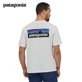 巴塔哥尼亚（Patagonia）男女情侣通勤短袖夏季P-6 Logo混纺棉休闲潮流户外透气T恤 38504 WHI（实物白里透蓝） XL