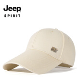 JEEP SPIRIT夏季男士高档帽子防晒遮阳帽大头围加长帽檐鸭舌帽薄夏季长舌网帽 四季纯棉卡其色 加大码（59-62cm）可调节