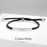 Colaivkloia情侣手链男女款银一对编织绳可调节时尚手饰品520情人节生日礼物 SL9037黑绳银色手链