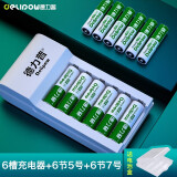 德力普（Delipow） 充电电池 5号/7号电池适用于玩具/遥控器/鼠标键盘1.2v镍氢充电器套装可充电AA五号七号电池 充电器+6节5号电池+6节7号电池