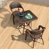 紫叶（ziye） 户外桌椅 藤椅组合 阳台桌椅三件套 休闲庭院小茶几室外藤编餐桌 2【标准藤椅】+1【80方桌】