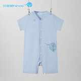 小蓝象（hinos）婴儿连体开档爬爬服新生儿春秋夏季薄款家居服可外穿0-2周岁衣服 石墨蓝-短袖排汗连体服 90cm