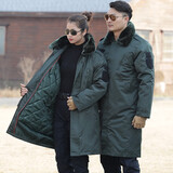 盾郎保安大衣男加厚防寒服长款棉袄小区物业工作服户外冬季保暖棉服女 墨绿大衣（内胆可拆卸） XL码/175