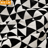 栋梁鸟棉麻布料 ins亚麻布艺桌布窗帘花布格子沙发手工diy布料布头促销 黑色三角1米