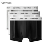 Calvin Klein内衣男士三条装ck提花腰边低腰棉质贴身防夹臀四角裤平角内裤男 U2664998-太空黑/月光白/椰青灰 3条 S