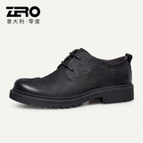 零度Zero男士皮鞋秋季新品时尚宽脚大头鞋商务办公休闲工装鞋子 黑色 42 偏大一码