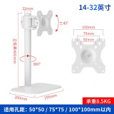 HILLPORT14-32英寸显示器电脑屏幕vesa孔增高支架横竖屏旋转大承重升降显示器壁挂架 17-32寸长方款底座【h400mm】白色