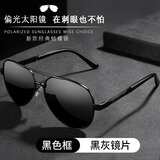 泰奢新款墨镜太阳镜男偏光开车驾驶钓鱼眼镜日夜两用变色防晒墨镜男 【白天专用偏光版】全黑镜架黑灰