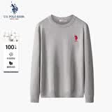 U.S. POLO ASSN.男士针织衫简约商务毛衣秋冬纯棉保暖男装上衣宽松打底毛衫