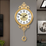 凯恩斯（KAIENSI）欧式黄铜挂钟客厅家用时尚大气钟表轻奢静音挂表豪华时钟电波钟 238DD小号-数字款-智能电波机芯