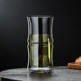 美斯尼  双层玻璃杯绿茶杯隔热防烫喝水杯凉水杯创意玻璃啤酒杯 墨色 竹节杯