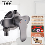 墨林卡枪灰色明装淋浴冷热水龙头浴室电热水器明管挂墙式花洒混水阀开关 进水口朝下款