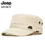 Jeep吉普帽子男士平顶帽鸭舌帽四季时尚户外太阳帽旅游出行防晒遮阳帽 米色
