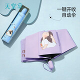 天堂伞一键开收全自动伞防晒遮阳伞防紫外线太阳伞三折叠晴雨两用伞礼盒 紫色