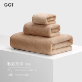 GGT日本雪花绒抗菌浴巾不掉毛加厚大毛巾成人大浴巾速干男女洗澡裹巾 浅咖三件套 浴巾+毛巾+方巾