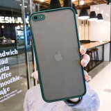名樱 苹果8Plus手机壳iPhoneSE2保护套透明磨砂6SP撞色硅胶7P全包防摔ip6s网红男女 苹果6/6S【暗夜绿】+钢化膜