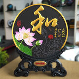 十久活性炭雕工艺品乔迁礼物碳雕酒柜电视柜客厅小摆件玄关家居装饰品 19.2cm彩色和+彩盒包装 普通支架