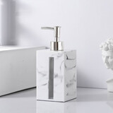 壹枱酒店宾馆洗手液瓶按压瓶浴室分装瓶皂液器大理石纹理可定制logo 水墨白500ml 银色头 可视容量