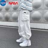 NASA MARVEL裤子男春夏薄款宽松灯笼裤日系阔腿坠感高街工装裤男ins潮牌束脚 白色 2XL