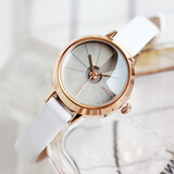 聚利时简约复古小表盘女士手表气质ins风学生皮带款石英表送女友JA-979 白色