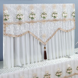 正诺（zhengnuo） 蕾丝纱电视机罩防尘罩布艺挂式曲面液晶电视机盖布盖巾多用巾 左岸花白-开机不取 65寸