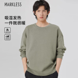 MARKLESS针织衫男秋冬发热保暖毛衣圆领宽松休闲打底衫1713 橄榄灰 M 