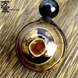 万宗三眼天珠单珠吊坠男女玛瑙项链老皮龙纹配珠散珠天图腾 单珠直径20mm