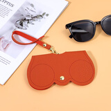 叕二叕墨镜包可爱便携皮质眼镜盒太阳眼镜保护套女眼镜夹时尚眼镜袋 橙色1个