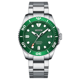 尼尚Nesun品牌男士机械表 潜水系列 自动机械表防水100米夜光男表钢带 绿色(进口机芯）