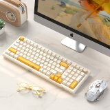 MageGeeMK-STAR 98 有线拼装机械键盘鼠标套装 98键紧凑型机械键鼠套装 电脑电竞游戏机械键盘 白色 黄轴