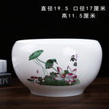 源老舍碗莲盆荷花缸景德镇经典专用水培花盆容器水养小金鱼无孔陶瓷家用 大号风雅荷花缸